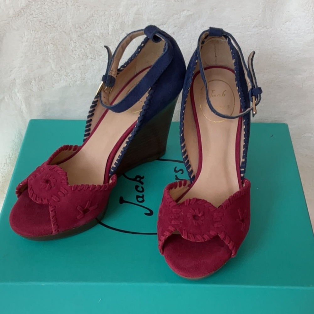 🆕Jack Rogers Suede ankle Wrap Luccia Wedges